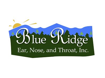 Picture of a banner that has an outlined drawing of mountains and a sun with words that say:
            Blue Ridge
Ear, Nose, and Throat, Inc.