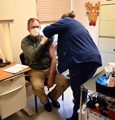 Dr. Charles Jones, a general surgeon for Ashe Memorial Hospital, received the hospital&apos;s first Moderna COVID-19 Vaccine on December 22, 2020.