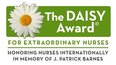 Picture of The Daisy Award for extraordinary nurses. Honoring nurses internationally in memory of J. Patrick Barnes.