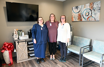The team at Fleetwood Family Medicine is committed to providing the best quality care for its patients.Picture of The Fleetwood Family Medicine Staff (three females) smiling
