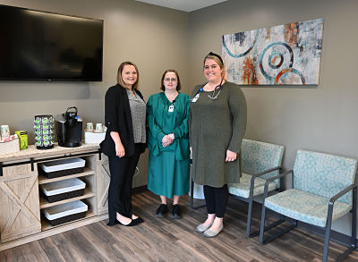 Fleetwood Family Medicine provider Katie Miller, FNP-C, right, and her team are committed to providing high quality care for their patients.Picture of The Fleetwood Family Medicine Staff (three females) smiling