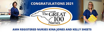 Banner picture of two female Nurses. It says:
CONGRATULATIONS 2021
The Great 100 Nurses
AMH REGISTERED NURSES KINA JONES AND KELLY SHEETS